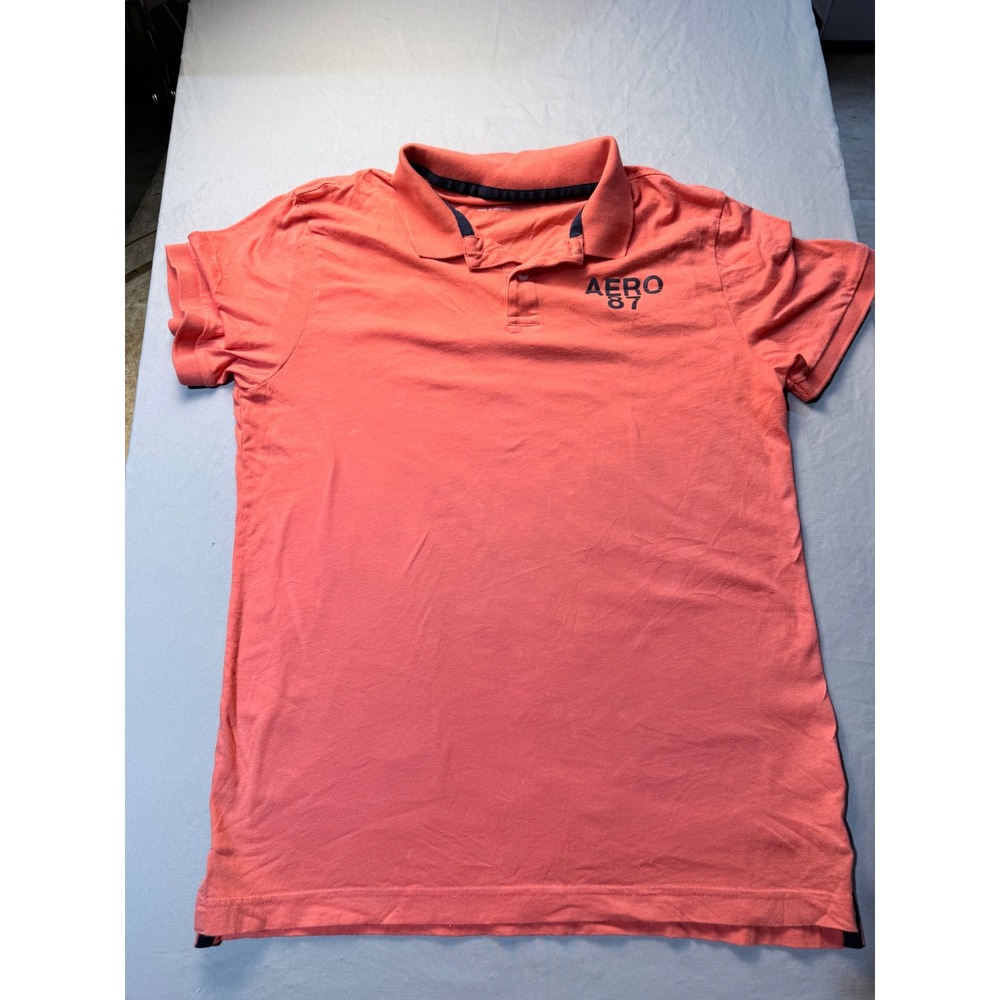 Aeropostale Aero 87 Men's Coral Orange Short Sleeve Pique Polo Shirt